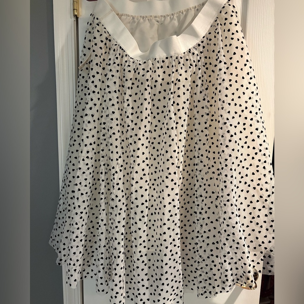 A New Day Cream and Black Polka Dot A-Line Skirt